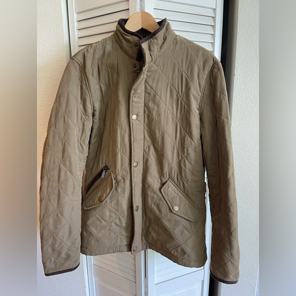 Barbour Powell Quilted Tan Jacket (M) (Like New Condition)